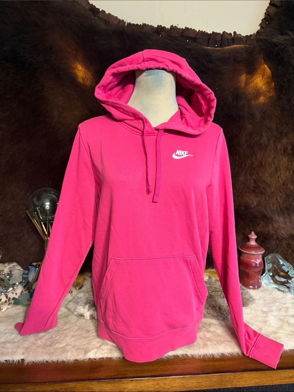 Nike Hot Pink Hoodie with White Swoosh S (1685B)